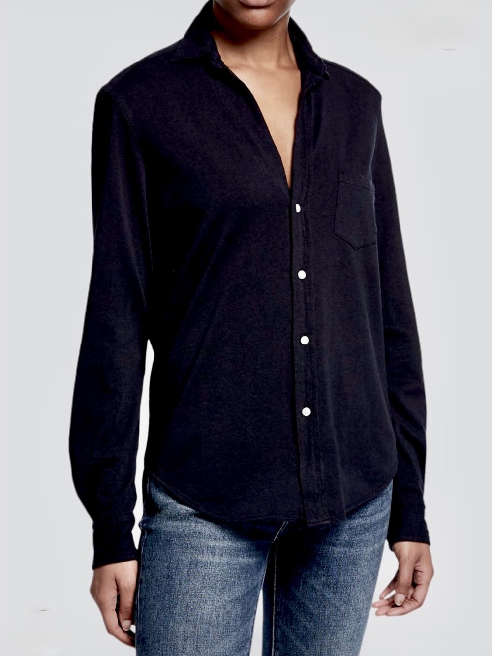 Frank & Eileen Tee Lab Heritage Knit Relaxed Button Up Shirt Black L
